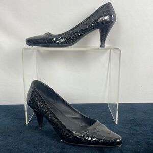 Prada Black Crocodile Leather Pump Shoes